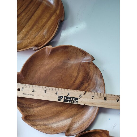 Handcrafted MCM Wood Decorative Serving Plates Set Of 10 Rustic Kitchen Dining A - Picture 3 of 7